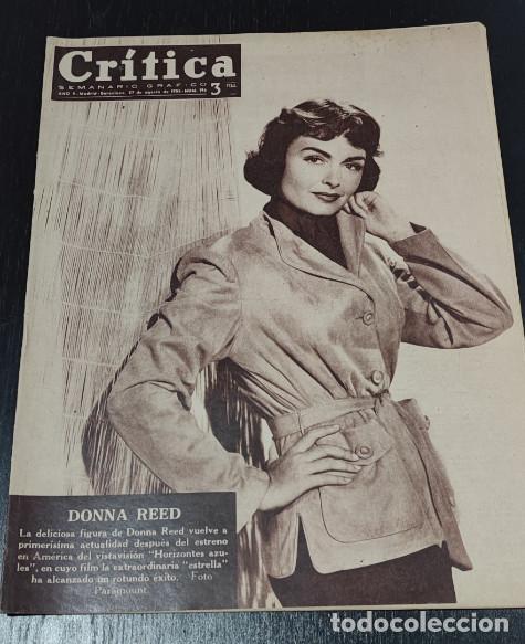 Coleccionismo de Revistas y Peri&oacute;dicos: REVISTA CRITICA 1955, DONNA REED, PLATILLO NAVEGANTE ATACA A DOS NADADORES EN BIARRITZ, MARIO LANZA,