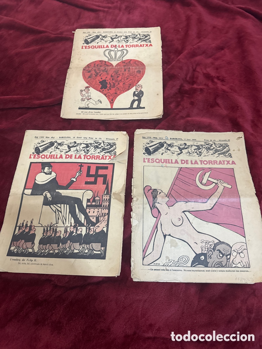 Coleccionismo de Revistas y Peri&oacute;dicos: L'ESQUELLA DE LA TORRATXA 3 n&uacute;meros