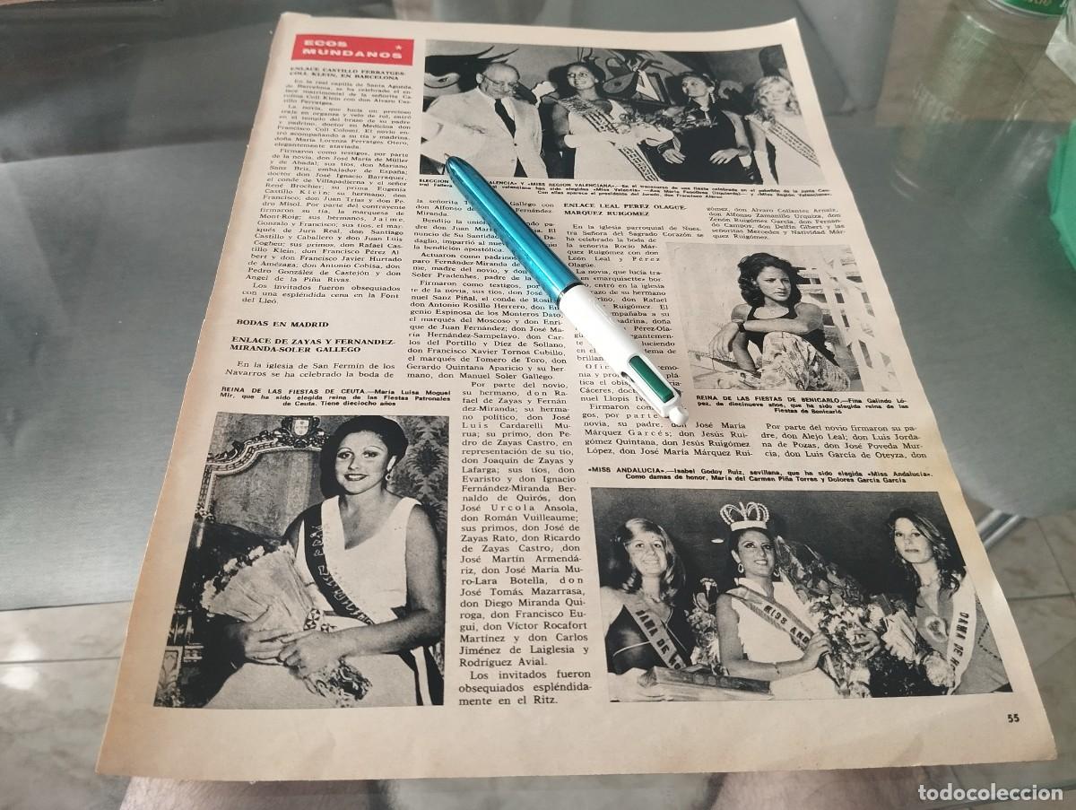 Collezionismo di Riviste e Giornali: MISS ANDALUC&Iacute;A ISABEL GODOY. MISS VALENCIA, MISS REGI&Oacute;N VALENCIANA RECORTE REVISTA 1973