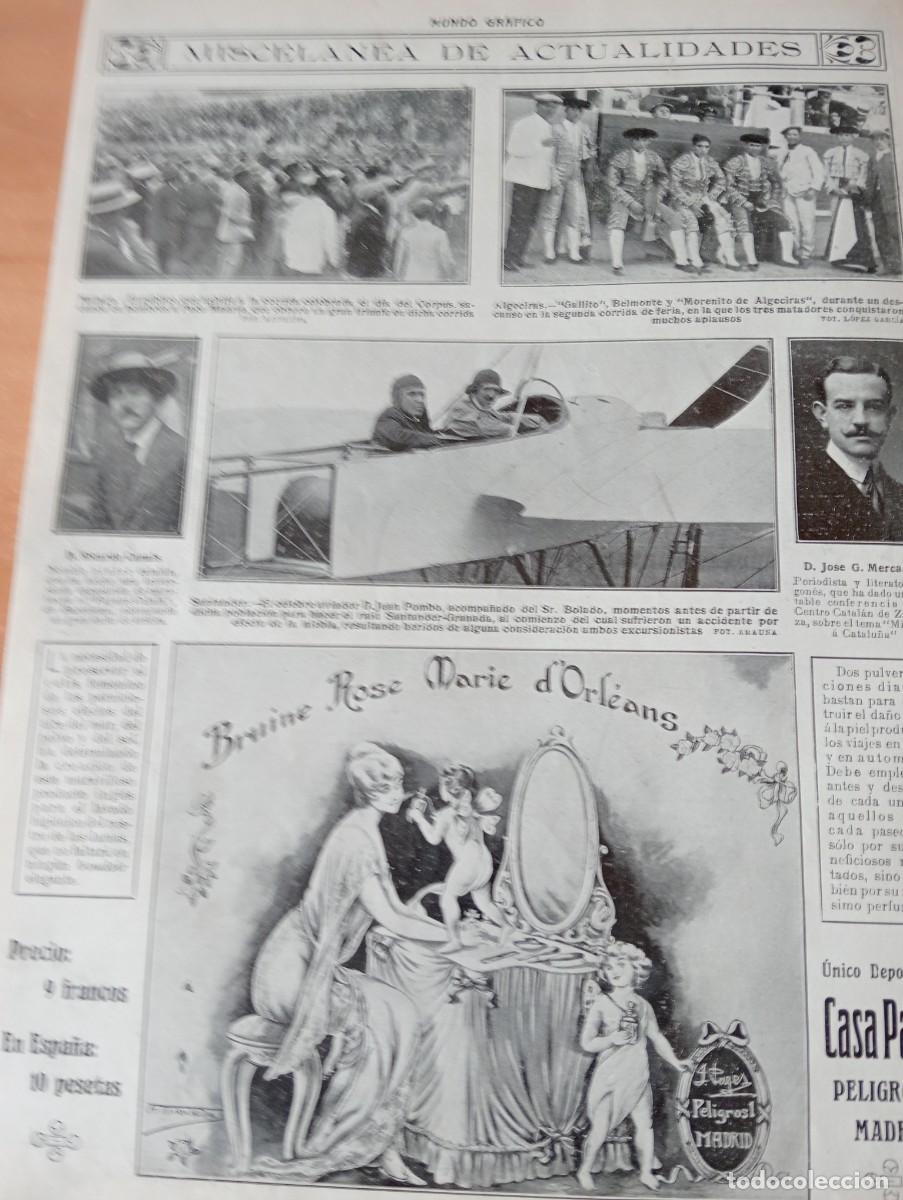 Sammeln von Zeitschriften und Zeitungen: REVISTA ENTERA A&Ntilde;O 1914 TOROS EN MALAGA ALGECIRAS AVIADOR PILOTO JUAN POMBO AVION EN SANTANDER