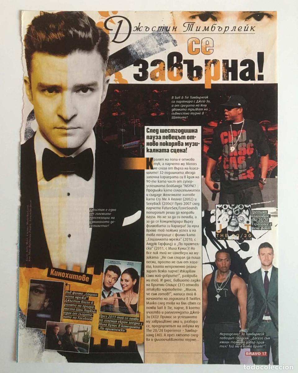 Coleccionismo de Revistas y Peri&oacute;dicos: Justin Timberlake &rdquo;The 20/20 Experience&rdquo; Album Promo Article Clipping A4 - Bravo Magazine Bulgaria