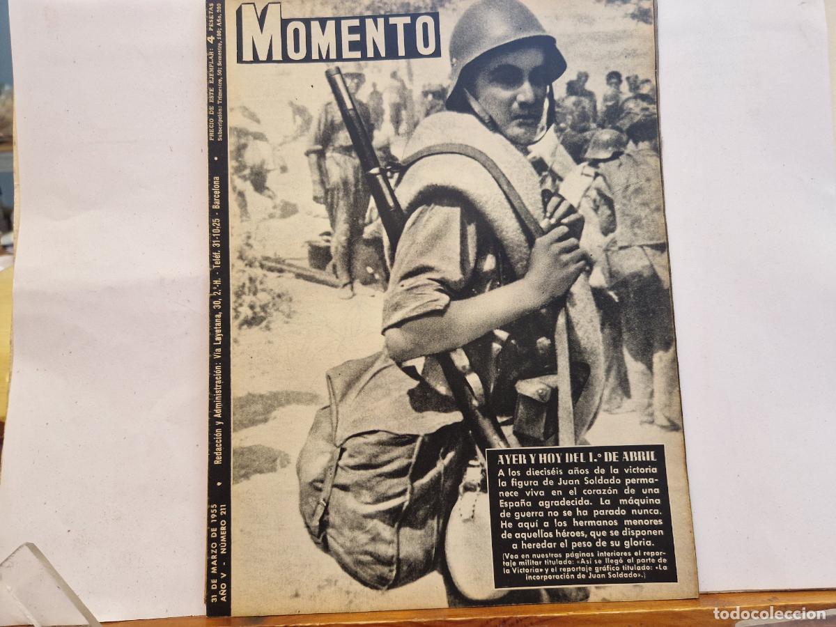 Coleccionismo de Revistas y Peri&oacute;dicos: REVISTA. MOMENTO. AYER Y HOY DEL 1 DE ABRIL DE 1955