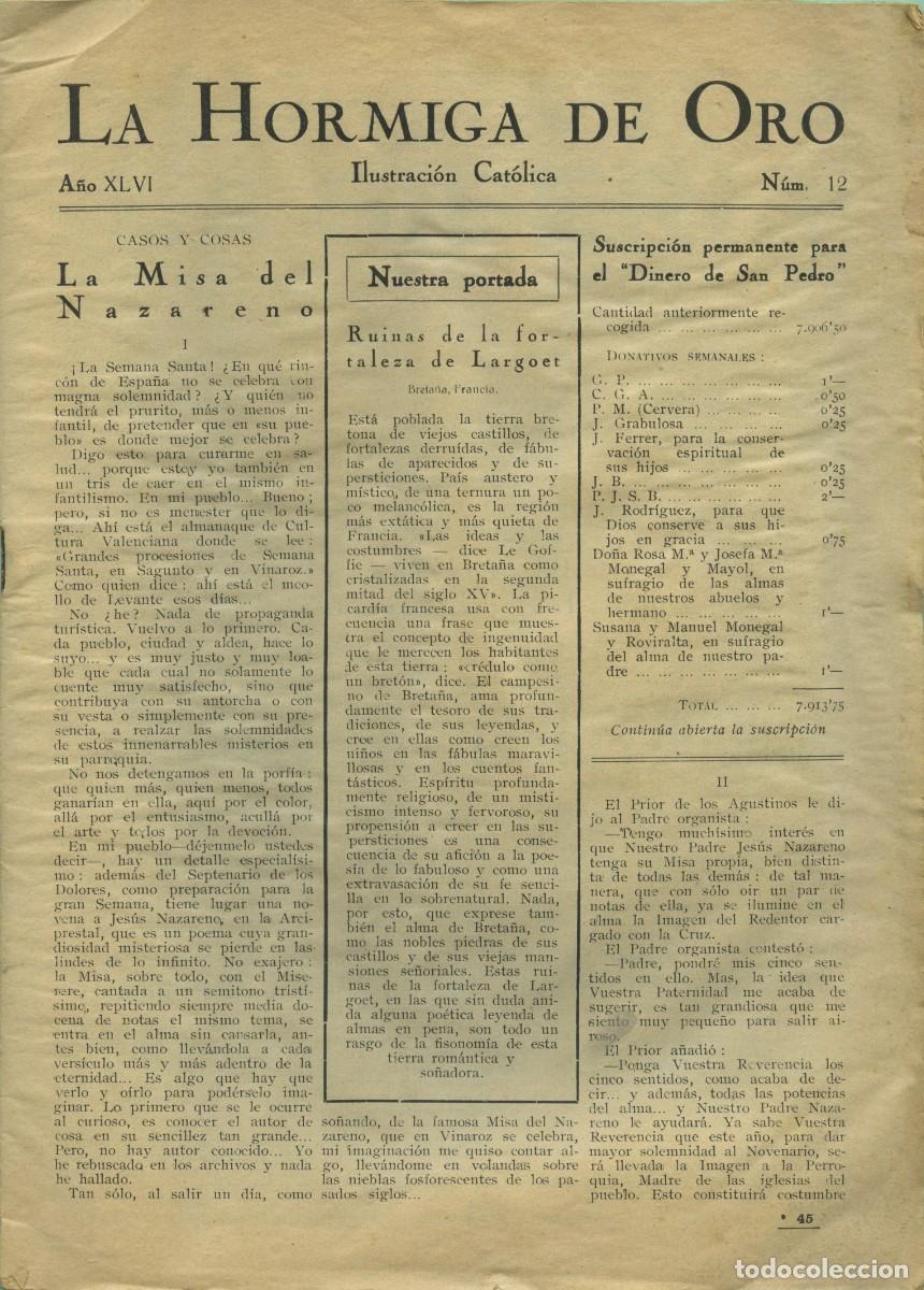 Coleccionismo de revistas y peri&oacute;dicos: Revista La Hormiga de Oro, n&ordm; XLVI, n&ordm; 12, de 21 de marzo de 1929. Falta la cubierta. Pp. 177-192