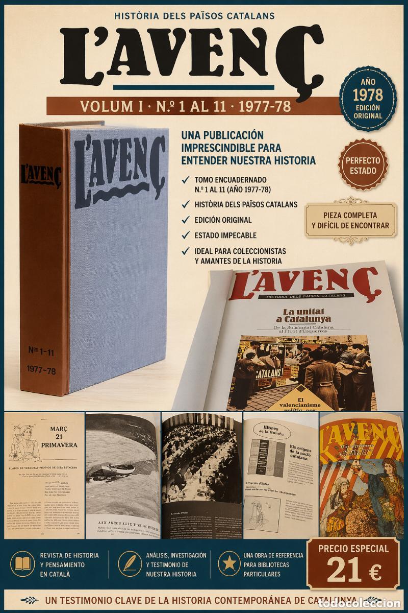 Coleccionismo de revistas y peri&oacute;dicos: L'AVEN&Ccedil; | HIST&Ograve;RIA DELS PA&Iuml;SOS CATALANS | VOLUM I | N.&ordm; 1 AL 11 | PERFECTO ESTADO