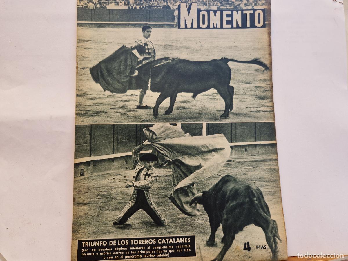 Coleccionismo de revistas y peri&oacute;dicos: REVISTA. MOMENTO. TRIUNFO DE LOS TOREROS CATALNES. 16 SEPTIEMBRE 1954