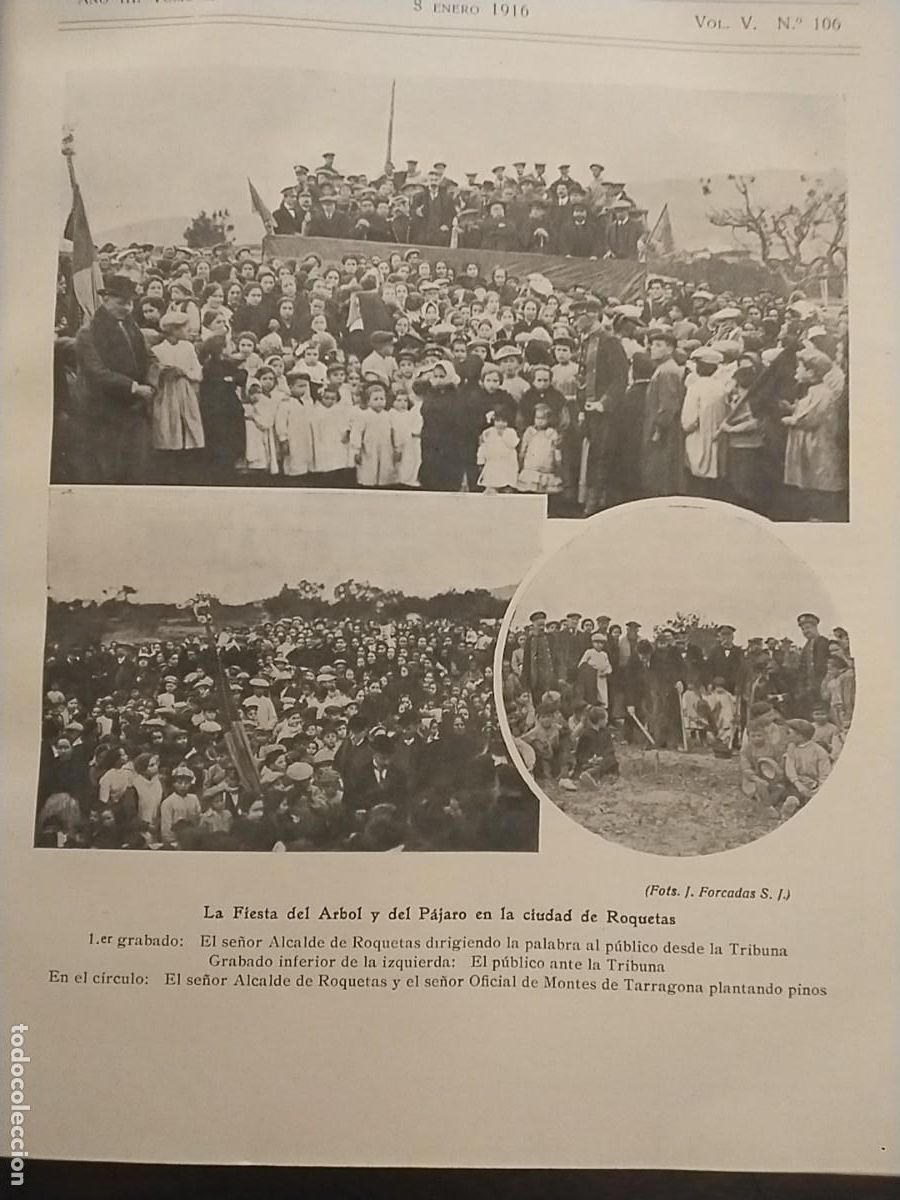 Coleccionismo de revistas y peri&oacute;dicos: LA FIESTA DEL ARBOL Y DEL PAJARO EN ROQUETAS TORTOSA ALCALDE TARRAGONA REVISTA A&Ntilde;O 1916