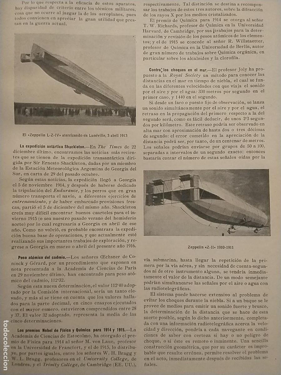 Coleccionismo de revistas y peri&oacute;dicos: LOS DIRIGIBLES ZEPPELIN Z-II / L- Z -IV CORTE ESQUEMATICO ZEPPELIN III REVISTA A&Ntilde;O 1916