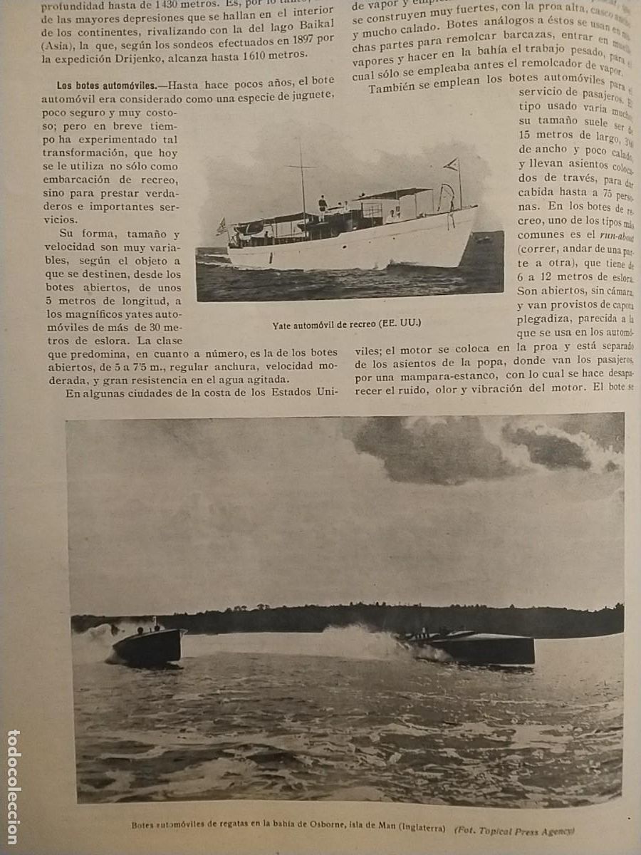 Coleccionismo de revistas y peri&oacute;dicos: LOS BOTES AUTOMOVILES YATES CANOAS SANTA CRUZ TENERIFE PUERTO HIDROPLANO REVISTA A&Ntilde;O 1916