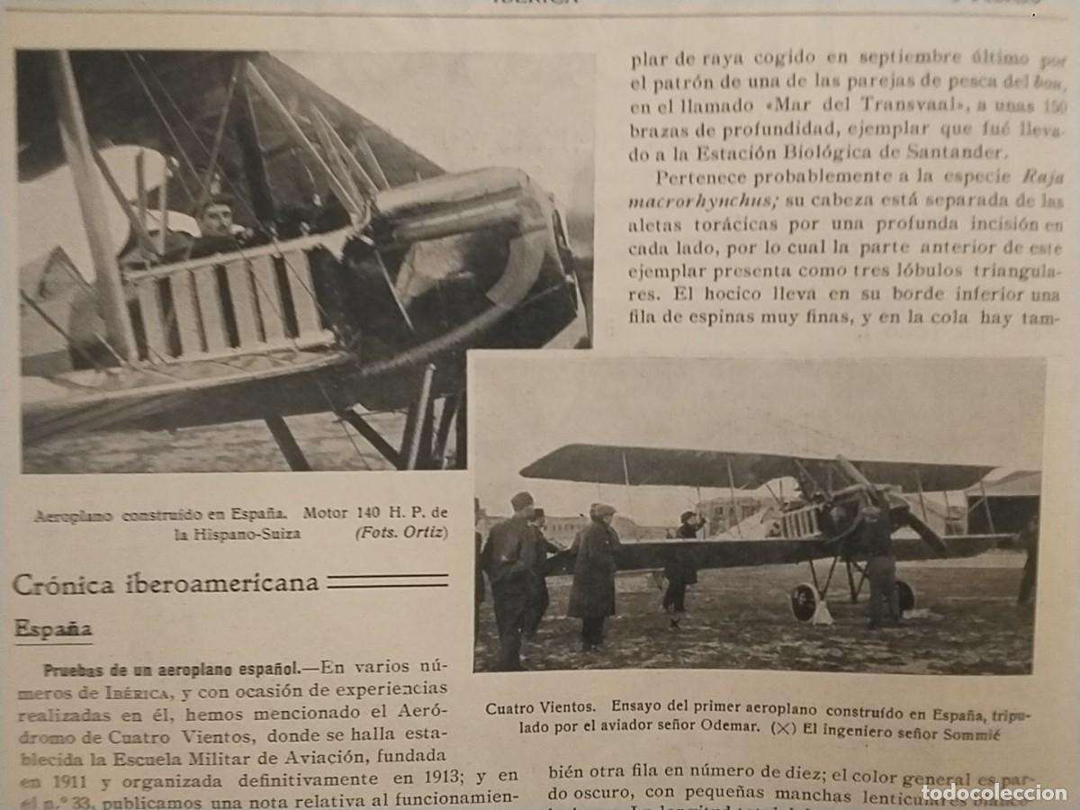 Coleccionismo de revistas y peri&oacute;dicos: PRIMER AEROPLANO MOTOR 140 H.P.HISPANO SUIZA CONSTRUIDO ESPA&Ntilde;A AVIADOR ODEMAR REVISTA A&Ntilde;O 1916