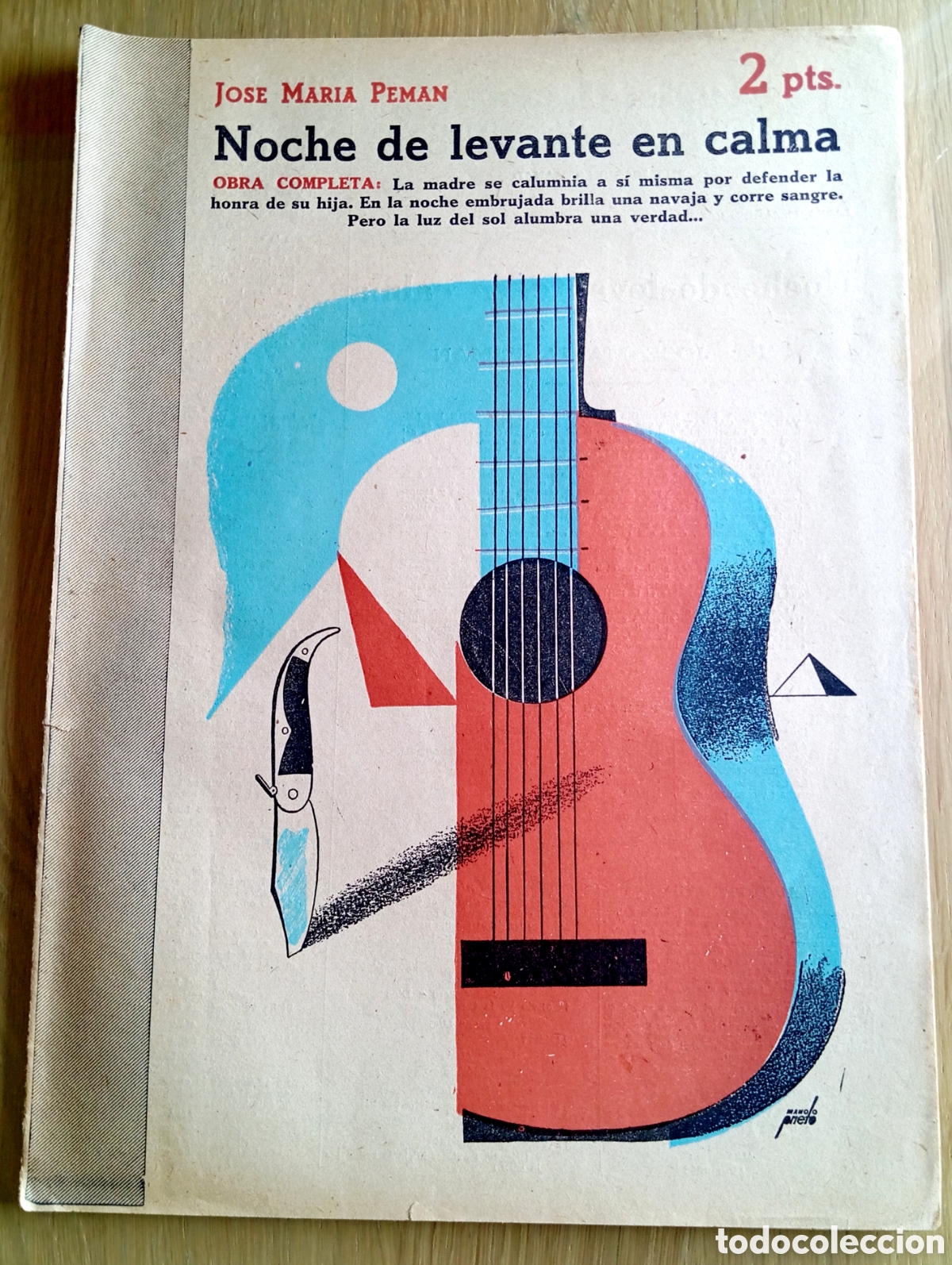 Sammeln von Zeitschriften und Zeitungen: JOS&Eacute; MAR&Iacute;A PEM&Aacute;N NOCHE DE LEVANTE EN CALMA REVISTA NOVELAS Y CUENTOS 915 PORTADA MANOLO PRIETO 1948