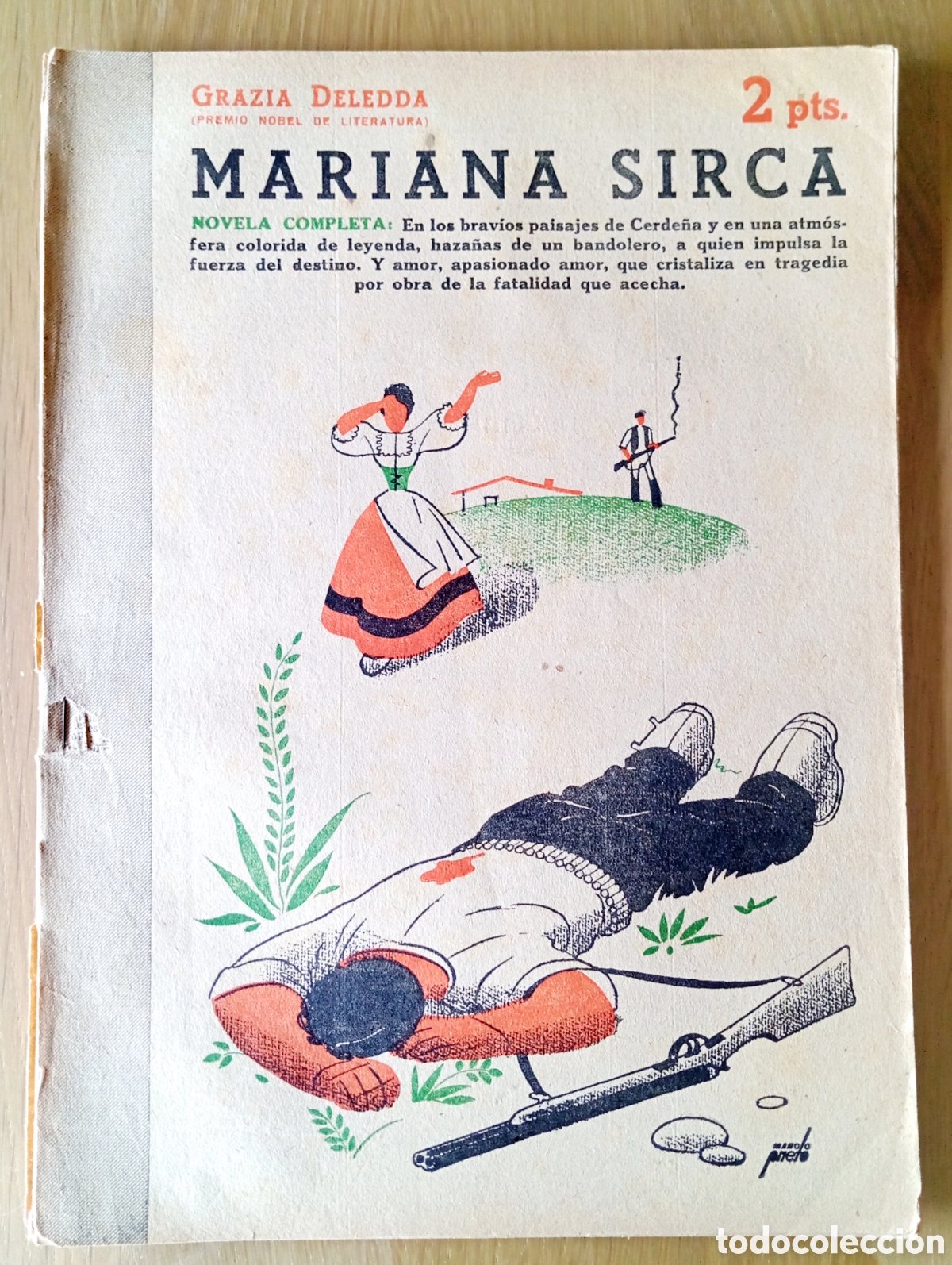 Coleccionismo de revistas y peri&oacute;dicos: GRAZIA DELEDDA MARIANA SIRCA NOVELAS Y CUENTOS 935 DIBUJO MANOLO PRIETO 1949