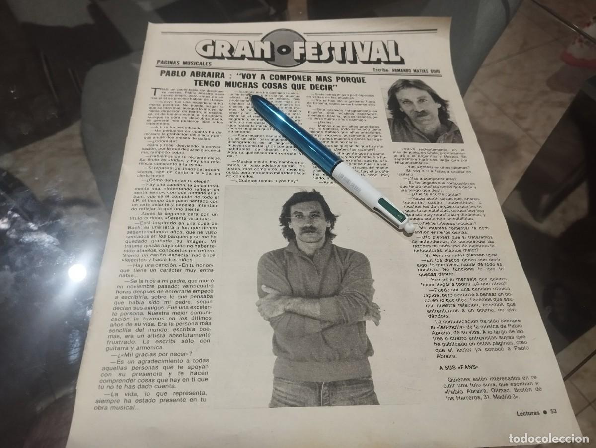 Coleccionismo de revistas y peri&oacute;dicos: PABLO ABRAIRA RECORTE REVISTA 1981