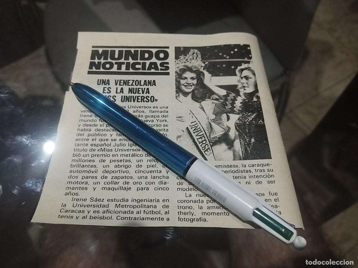 Coleccionismo de revistas y peri&oacute;dicos: IRENE S&Aacute;EZ ELEGIDA MISS UNIVERSO RECORTE REVISTA 1981