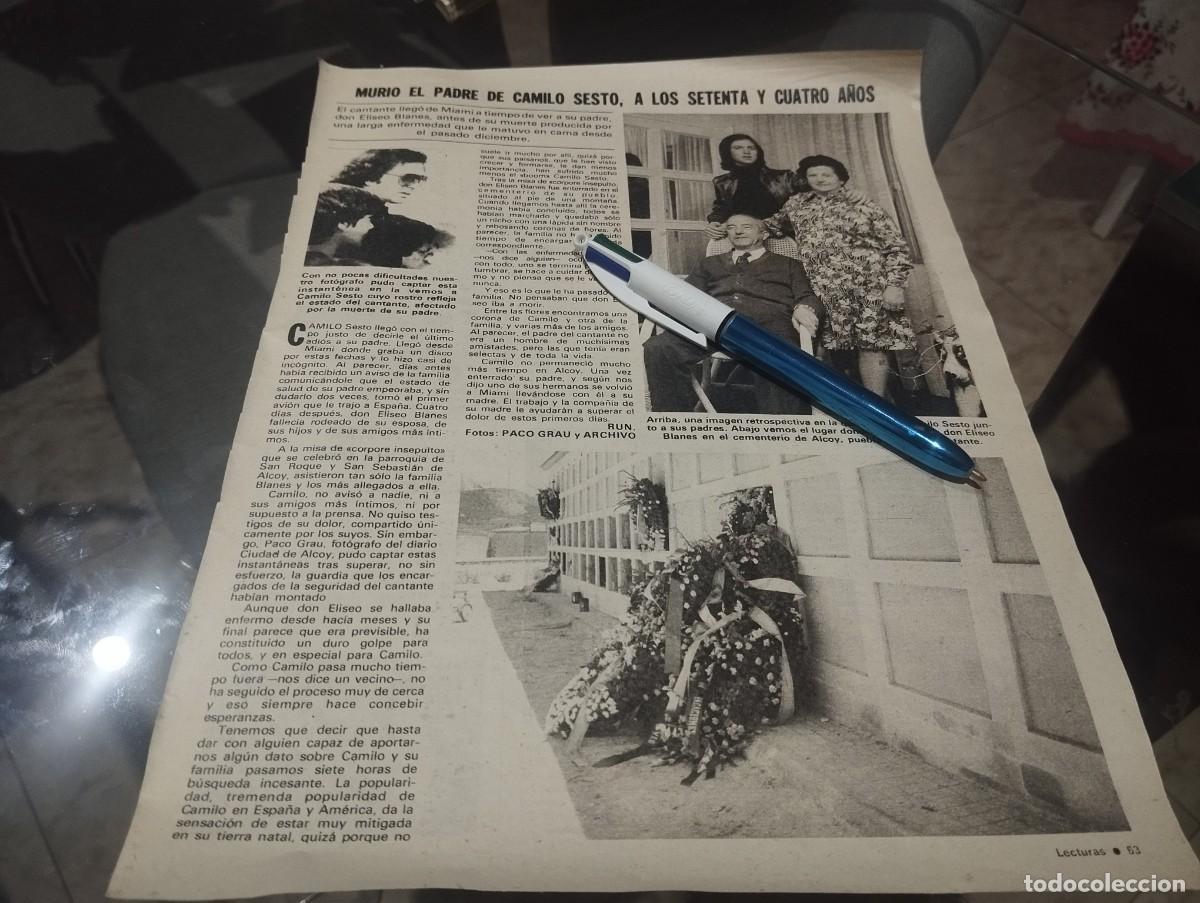 Coleccionismo de revistas y peri&oacute;dicos: CAMILO SESTO, MURIO SU PADRE RECORTE REVISTA 1981