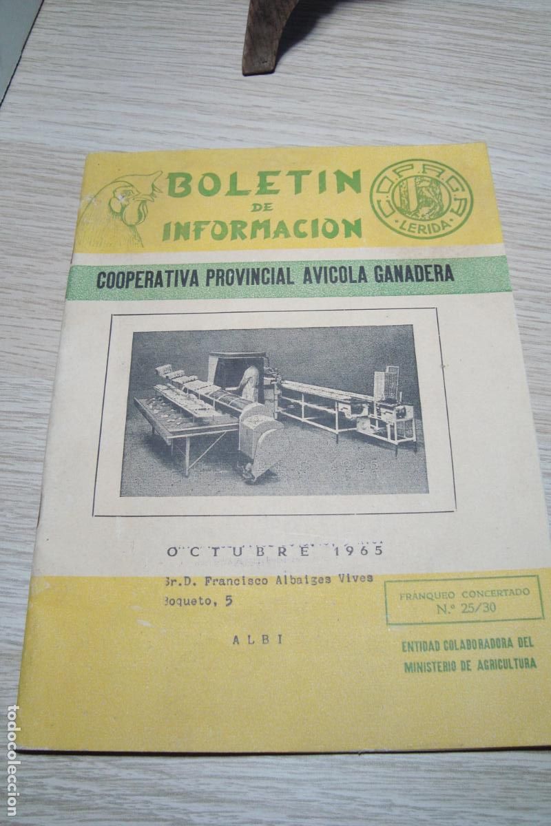Coleccionismo de revistas y peri&oacute;dicos: BOLETIN INFORMACION COPAGA COOPERATIVA PROVINCIAL AGRICOLA GANADERA. LLEIDA 1965