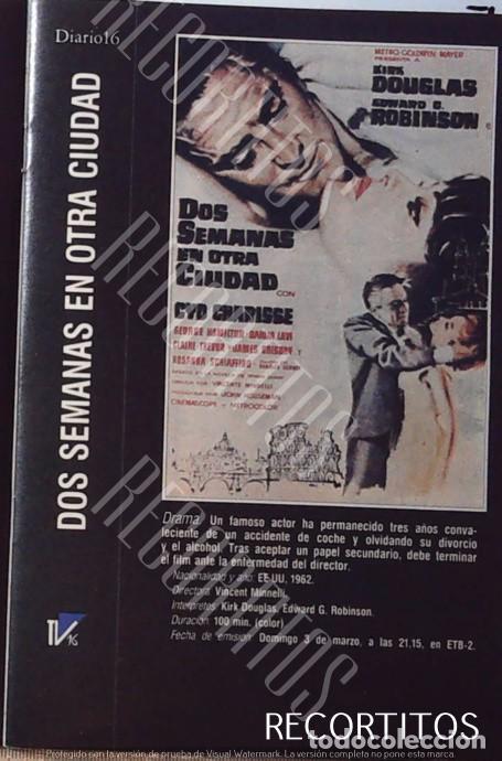 Coleccionismo de revistas y peri&oacute;dicos: DOS SEMANAS EN OTRA CIUDAD CYD CHARISSE KIRK DOUGLAS ROSSANA SCHIAFFINO ANGELA LANSBURY SE HA ESCRIT