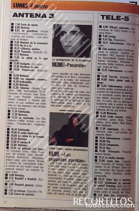 Coleccionismo de revistas y peri&oacute;dicos: LOS SEGUNDOS CUENTAN LYDIA BOSCH PASARELA CARY GRANT ELISENDA ROCA CIFRAS Y LETRAS