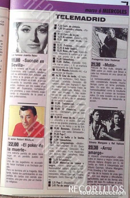 Coleccionismo de revistas y peri&oacute;dicos: JUANITA REINA GENE HACKAMAN SILVANA MANGANO RAF VALLONE ROBERT MITCHUM JOHN WAYNE