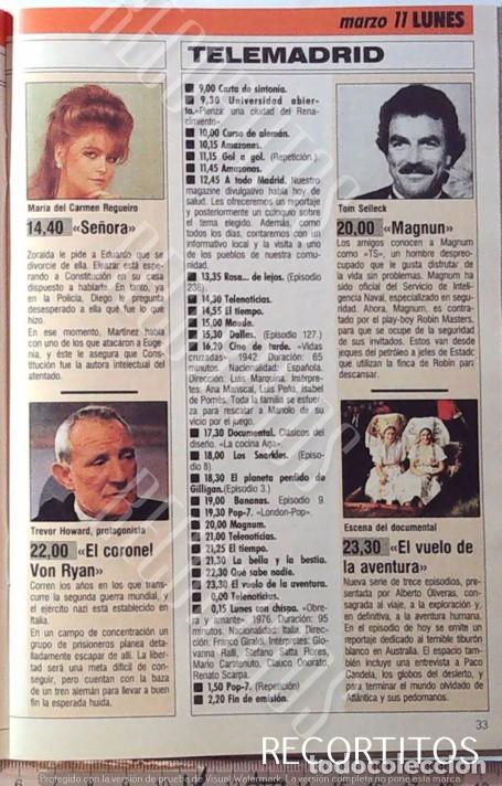 Coleccionismo de revistas y peri&oacute;dicos: MARIA DEL CARME REGUEIRO SE&Ntilde;ORA TOM SELLECK MAGNUM EL TAJO DE RONDA HUMPHREY BOGART GTREVOR HOWARD
