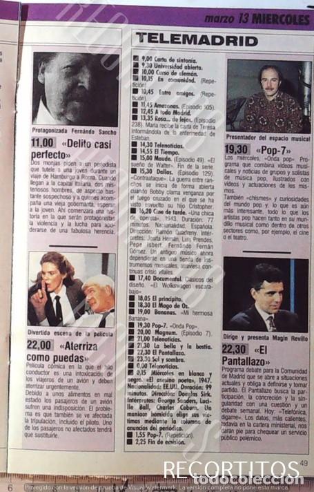 Sammeln von Zeitschriften und Zeitungen: FERNANDO SANCHO ATERRIZA COMO PUEDAS BRUCE DERN ONDA POP