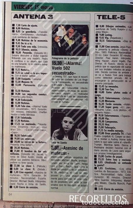 Sammeln von Zeitschriften und Zeitungen: ASESINO DE MU&Ntilde;ECAS INMA DE SENTIS CHARLTON HESTON EUSEBIO PONCELA