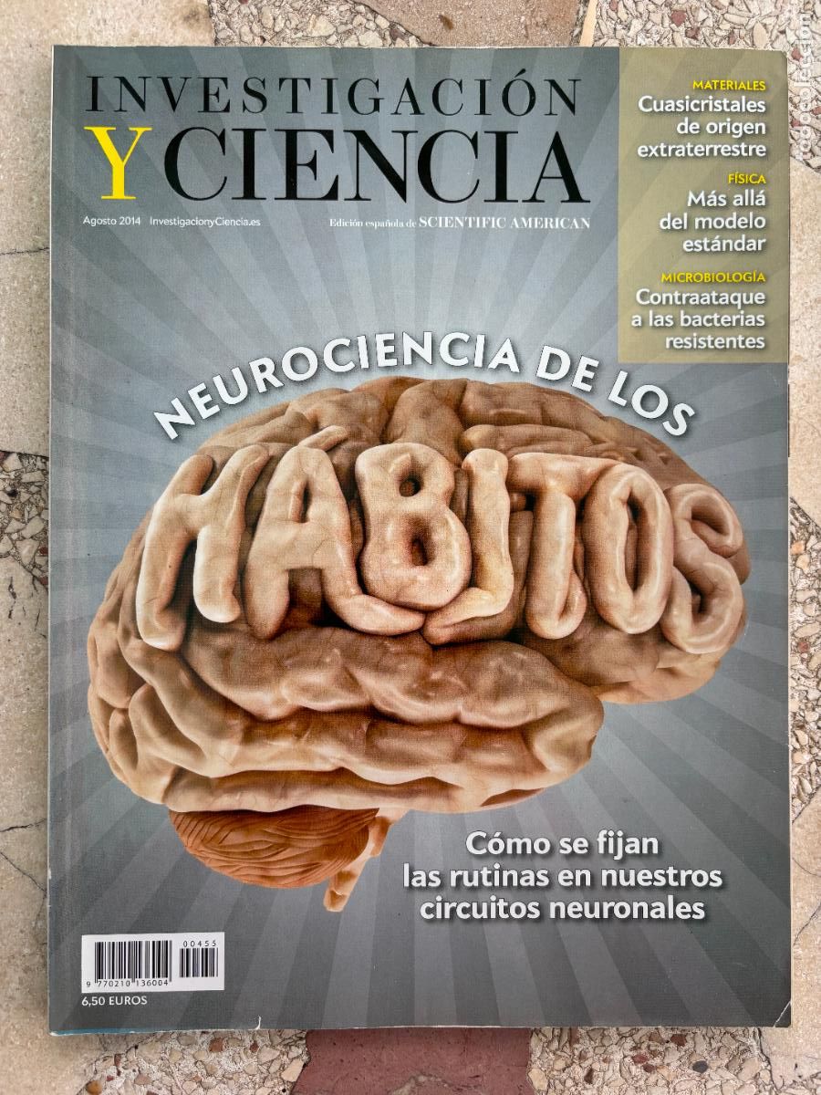Coleccionismo de revistas y peri&oacute;dicos: INVESTIGACI&Oacute;N Y CIENCIA N&ordm; 455 A&Ntilde;O 2014. NEUROCIENCIA DE LOS H&Aacute;BITOS. CUASICRISTALES EXTRATERRESTRES