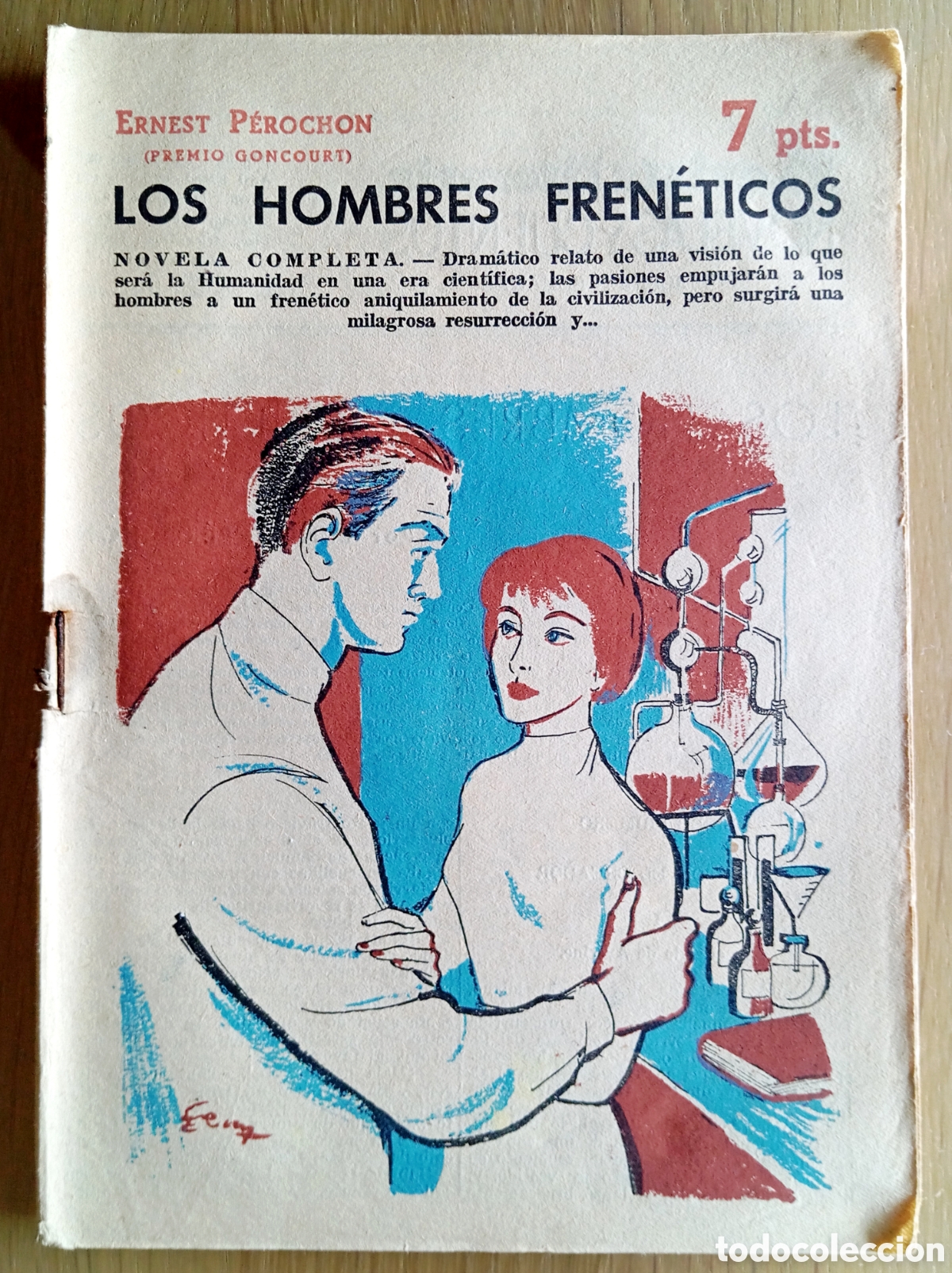 Collectionnisme de Revues et Journaux: ERNEST P&Eacute;ROCHON LOS HOMBRES FREN&Eacute;TICOS REVISTA NOVELAS Y CUENTOS 1473 A&Ntilde;O 1959