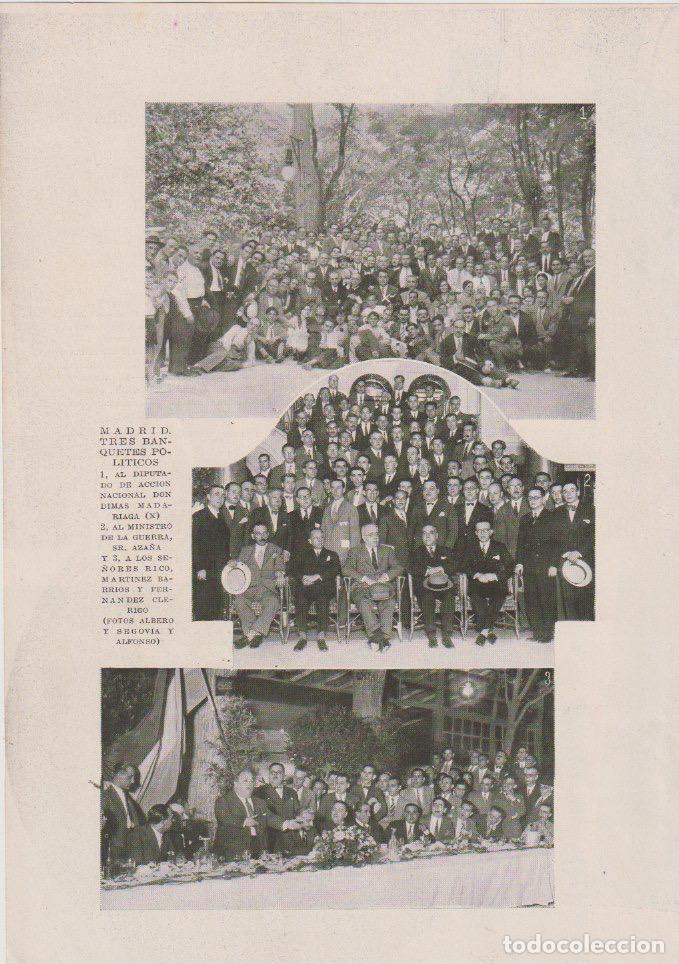Coleccionismo de revistas y peri&oacute;dicos: * MADRID * Banquetes pol&iacute;ticos: Dimas Madariaga, Aza&ntilde;a, Rico, Mart&iacute;nez Barrio, Fdez. Cl&eacute;rigo - 1931