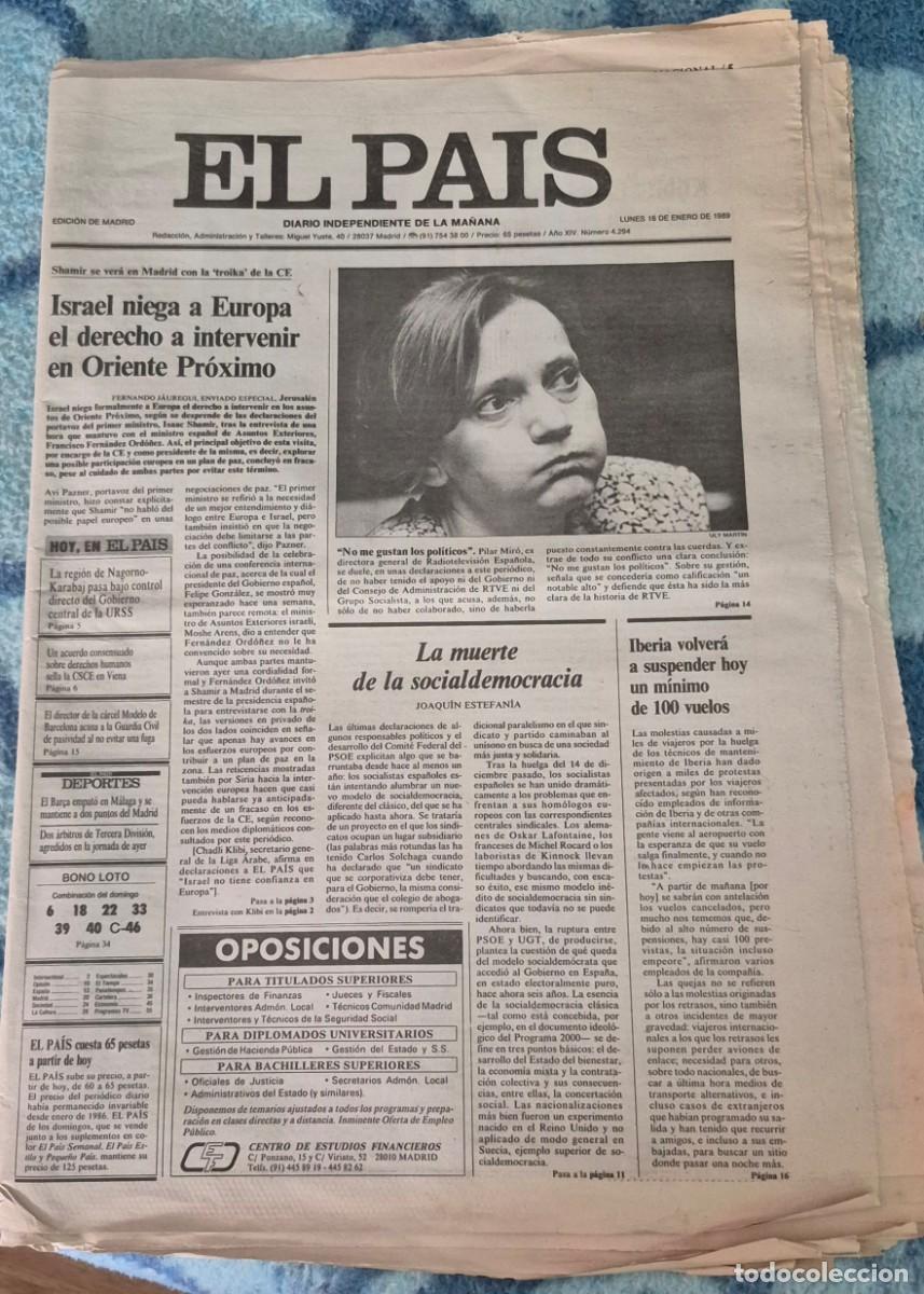 Coleccionismo de revistas y peri&oacute;dicos: DIARIO EL PAIS N&ordm; 4294, 16 DE ENERO DE 1989