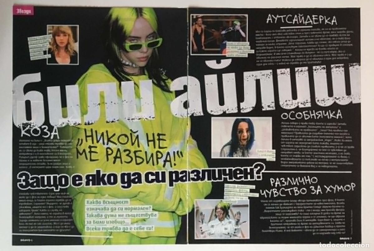 Coleccionismo de revistas y peri&oacute;dicos: Billie Eilish Double-Page Article Clipping - Bravo Magazine Bulgaria Music