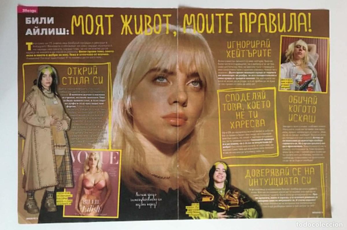 Coleccionismo de revistas y peri&oacute;dicos: Billie Eilish Double-Page Article Clipping - Bravo Magazine Bulgaria Music