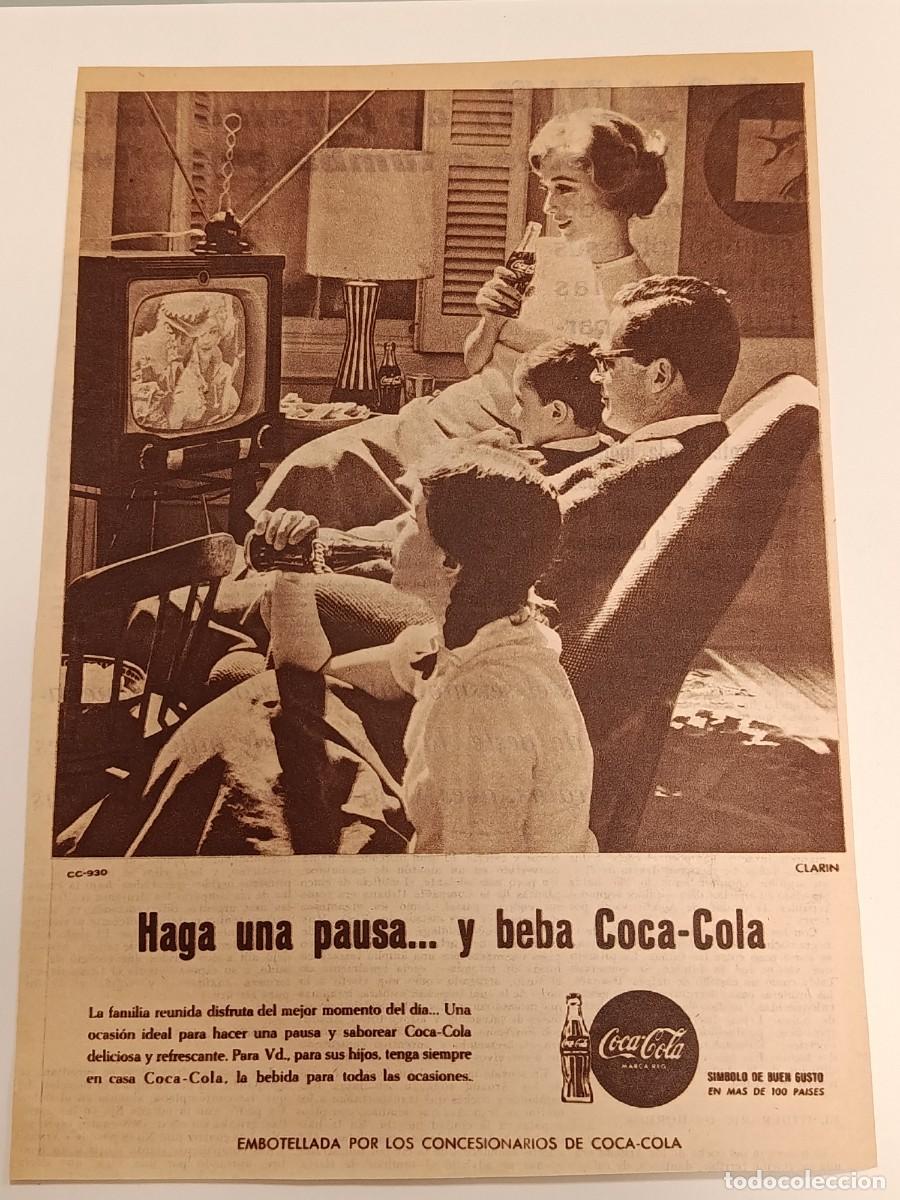 Coleccionismo de revistas y peri&oacute;dicos: Publicidad Antigua Coca-Cola &rdquo;Haga una pausa...&rdquo;. A&ntilde;os 50-60. Televisi&oacute;n / Familia. Vintage.