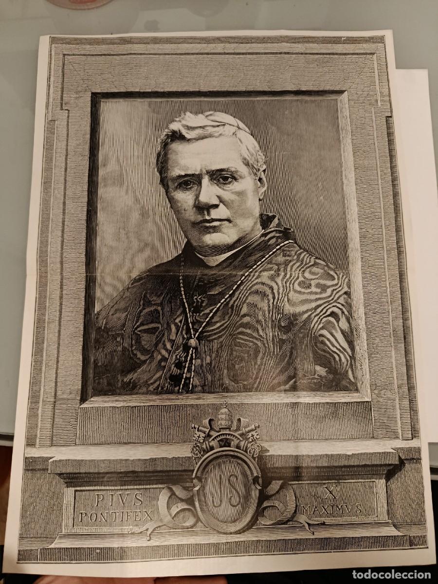 Collezionismo di Riviste e Giornali: Grabado Doble P&aacute;gina Papa P&iacute;o X (Pivs X Pontifex Maximvs). Revista A&ntilde;o 1903. Religioso.