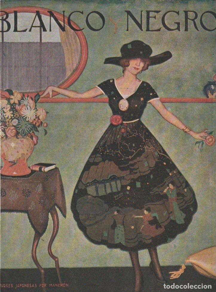 Collection Magazines and Newspapers: Flores japonesas / ilustraci&oacute;n por Manch&oacute;n para cubierta de revista Blanco y Negro - 1921