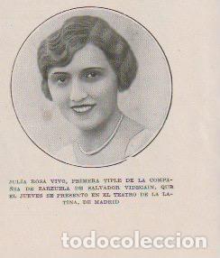 Collection Magazines and Newspapers: * TEATRO * La tiple Julia Rosa Viv&oacute; -1931