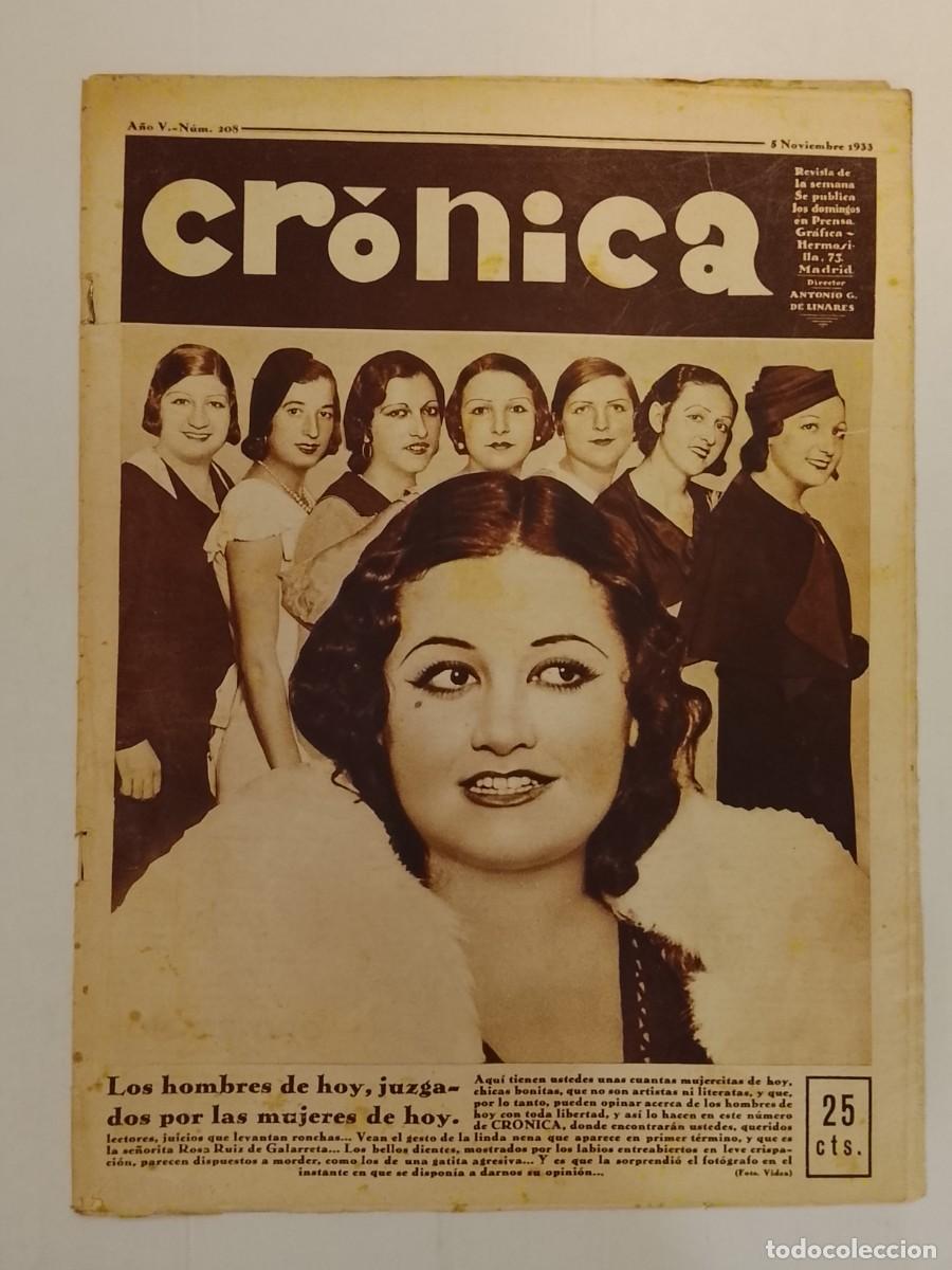 Collezionismo di Riviste e Giornali: CRONICA-A&Ntilde;O 1933-CENIZAS BLASCO IBA&Ntilde;EZ-ASAMBLEA DEFENSA AGRICOLA BARCELONA-BOXEO UZCUDUN CARNERA ETC