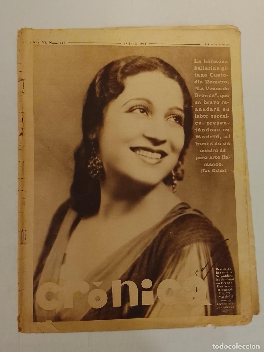 Coleccionismo de revistas y peri&oacute;dicos: CRONICA-A&Ntilde;O 1934-MOSSOS D'ESQUADRA-MANIFESTACION BARCELONA-MADRID FASCISTAS ANTIFASCISTAS-CIEGOS ETC