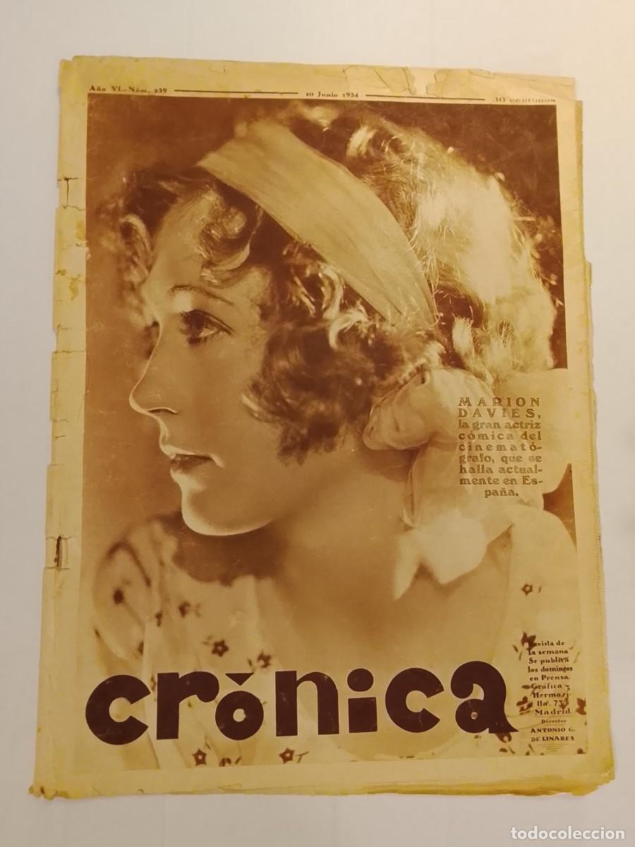 Coleccionismo de revistas y peri&oacute;dicos: CRONICA-A&Ntilde;O 1934-BANDIDOS ARIZONA-UZCUDUN BOXEO NESCAO-BARCELONA RECEPCION FUTBOL-MARION DAVIES ETC