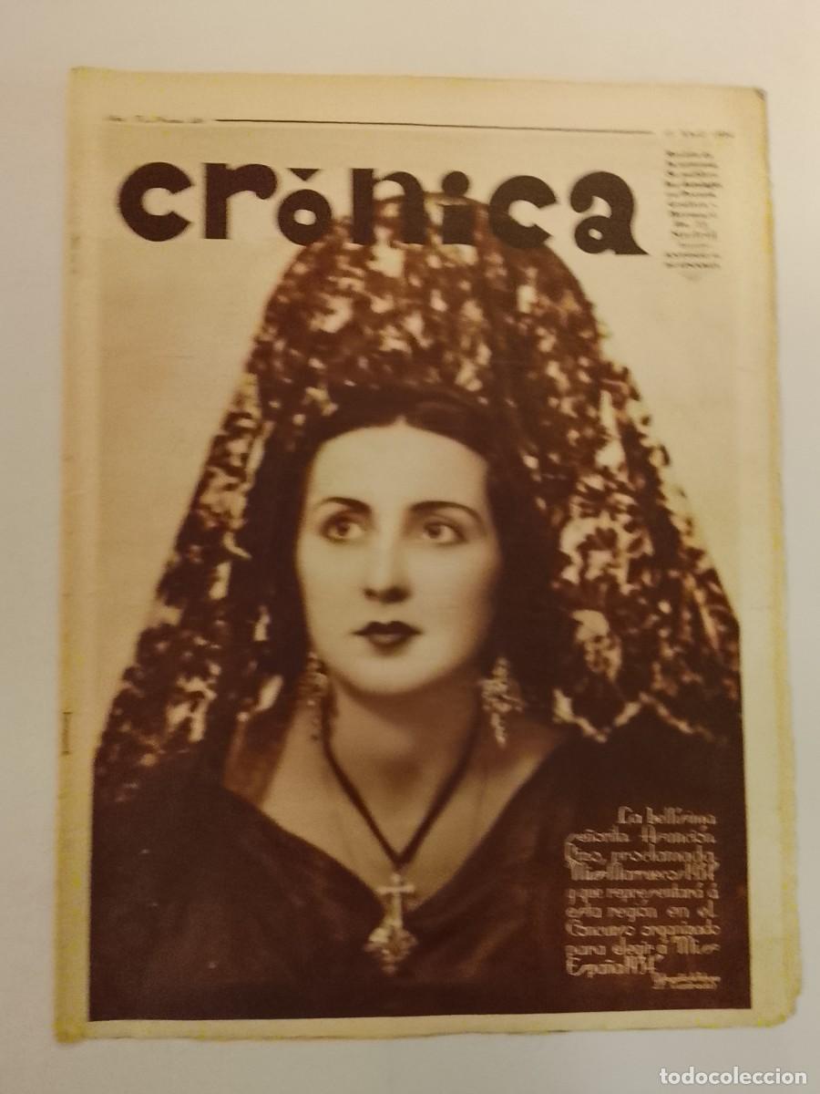 Coleccionismo de revistas y peri&oacute;dicos: CRONICA-A&Ntilde;O 1934-CABARET NAUFRAGOS-NIEVES SUAREZ-FERIA SEVILLA-CEMENTERIO ALMUDENA-RUGBY ETC