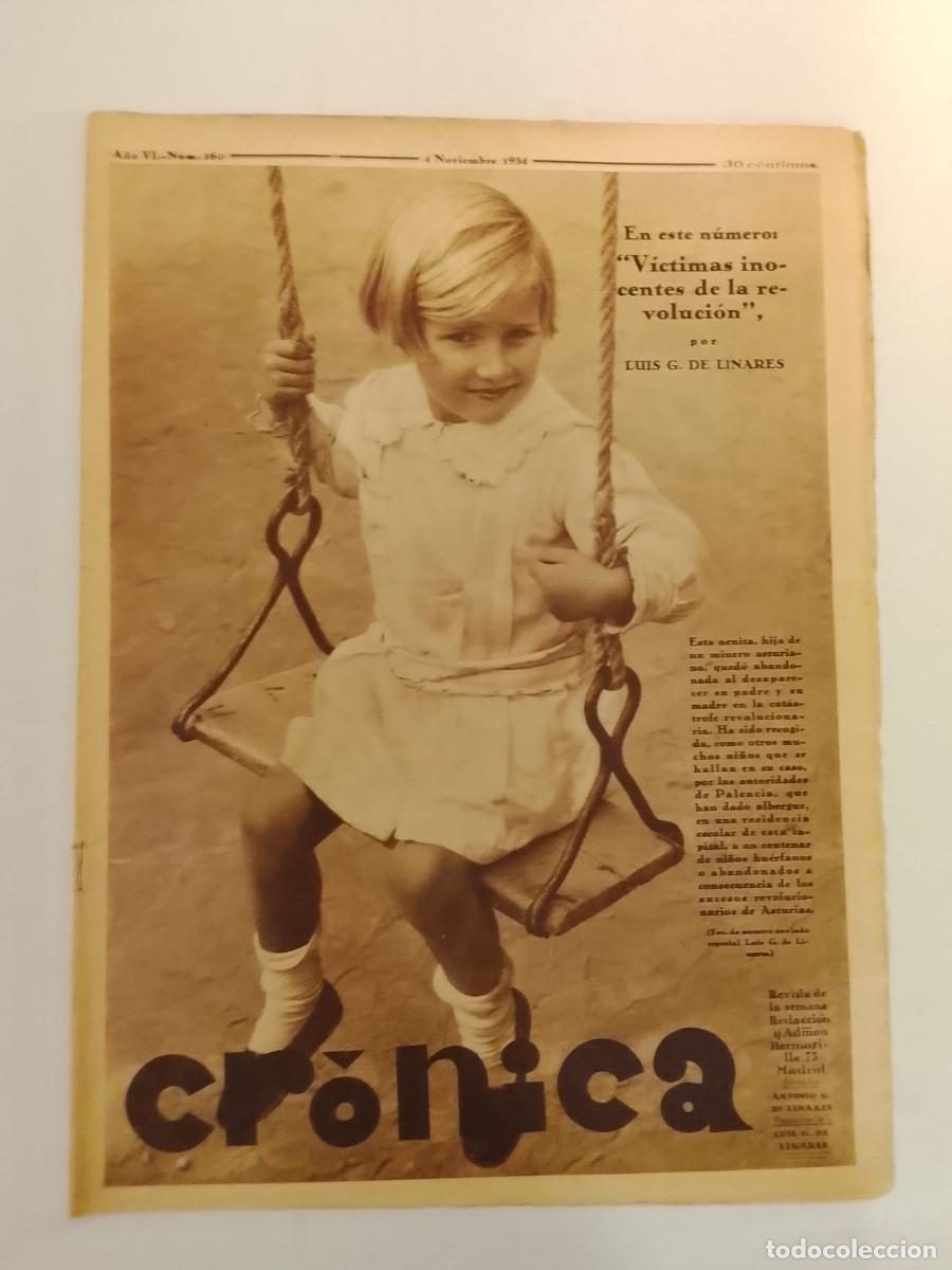 Coleccionismo de revistas y peri&oacute;dicos: CRONICA-A&Ntilde;O 1934-VICTIMAS REVOLUCION-REVOLUCION CATALUNYA-LLUIS COMPANYS-FUTBOL ZARAGOZA RACING ETC