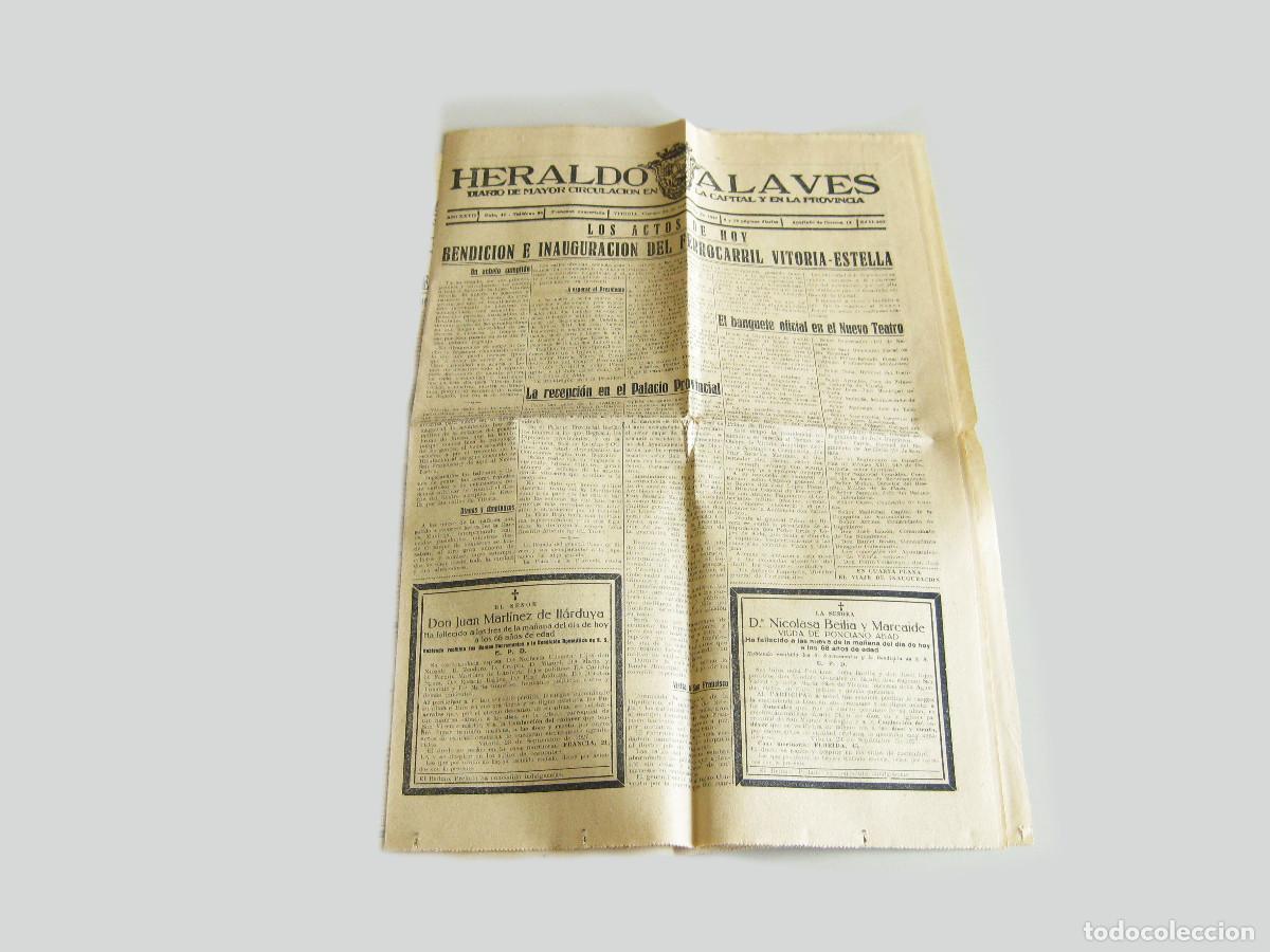 Sammeln von Zeitschriften und Zeitungen: PERIODICO HERALDO ALAVES. DIARIO. 23 DE SEPTIEMBRE DE 1927. INAUGURACI&Oacute;N FERROCARRIL VITORIA ESTELLA