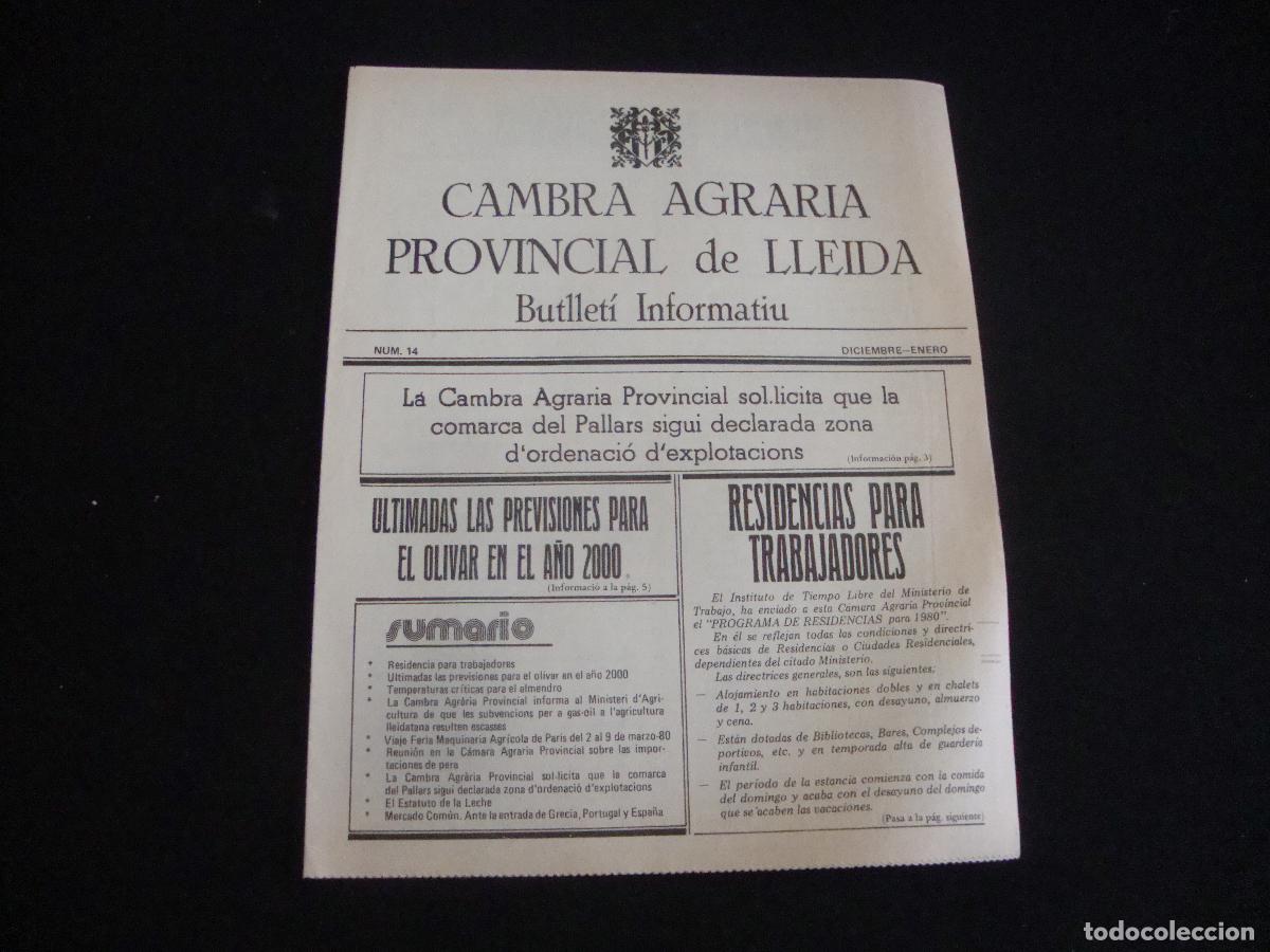 Sammeln von Zeitschriften und Zeitungen: BUTLLETI INFORMATIU CAMBRA AGRARIA PROVINCIAL DE LLEIDA N&ordm; 14 DICIEMBRE 1979