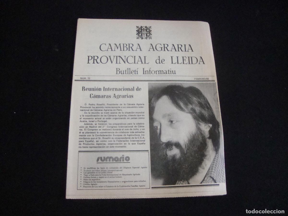 Sammeln von Zeitschriften und Zeitungen: BUTLLETI INFORMATIU CAMBRA AGRARIA PROVINCIAL DE LLEIDA N&ordm; 15 FEBRERO 1980