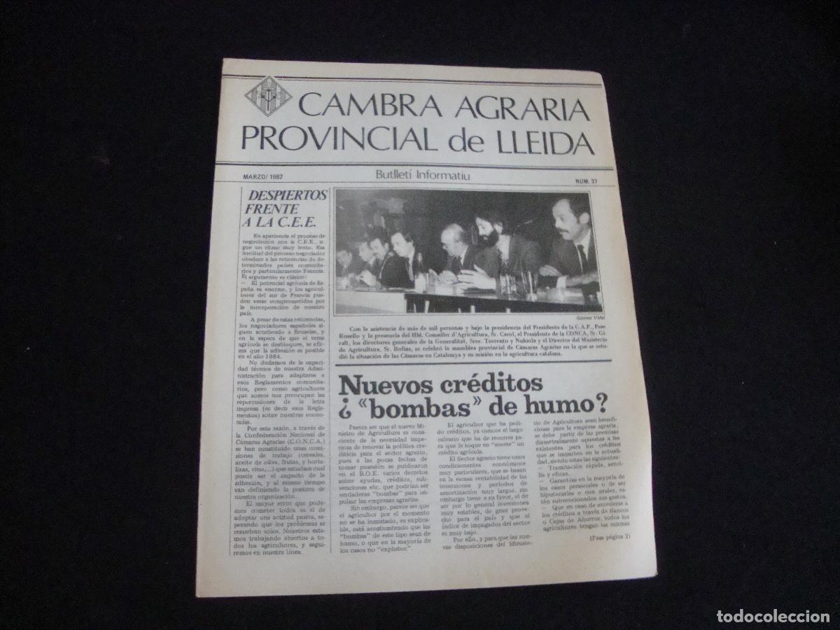 Sammeln von Zeitschriften und Zeitungen: BUTLLETI INFORMATIU CAMBRA AGRARIA PROVINCIAL DE LLEIDA N&ordm; 37 MARZO 1982