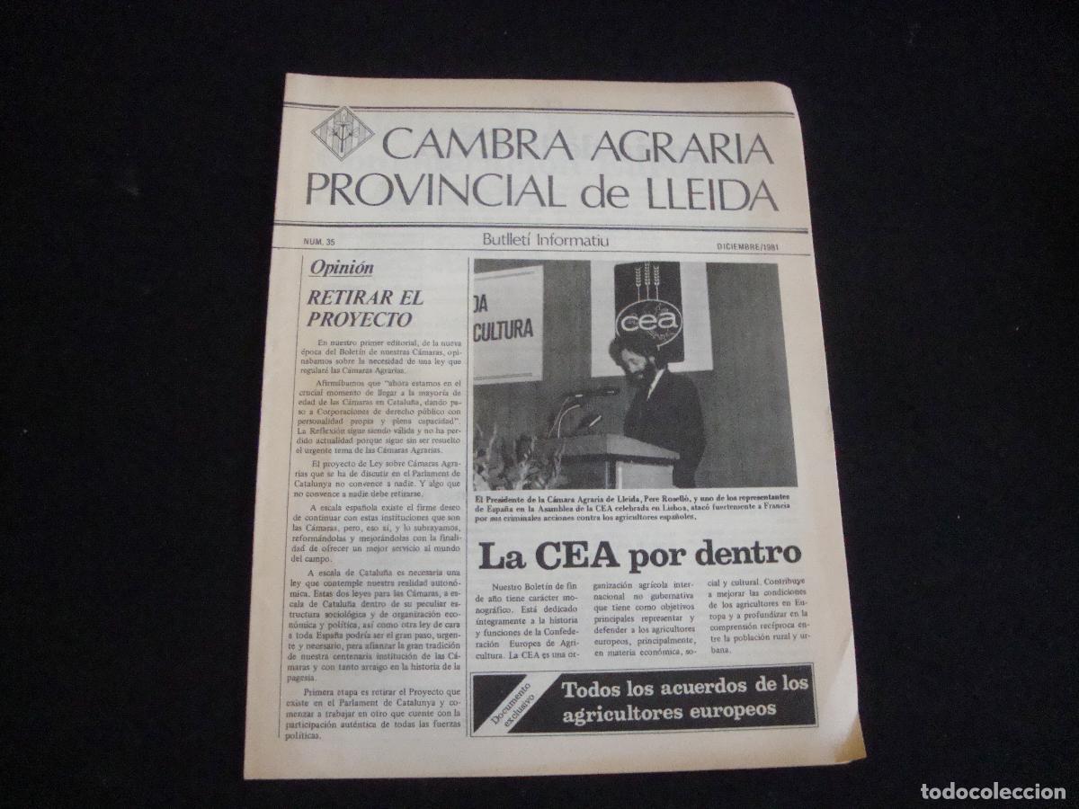 Sammeln von Zeitschriften und Zeitungen: BUTLLETI INFORMATIU CAMBRA AGRARIA PROVINCIAL DE LLEIDA N&ordm; 35 DICIEMBRE 1981