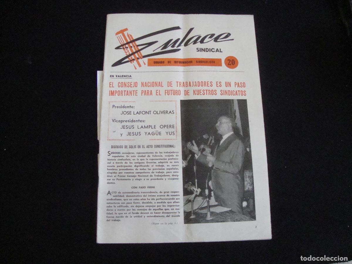 Collection Magazines and Newspapers: REVISTA ENLACE SINDICAL N&ordm; 20 JULIO 1965