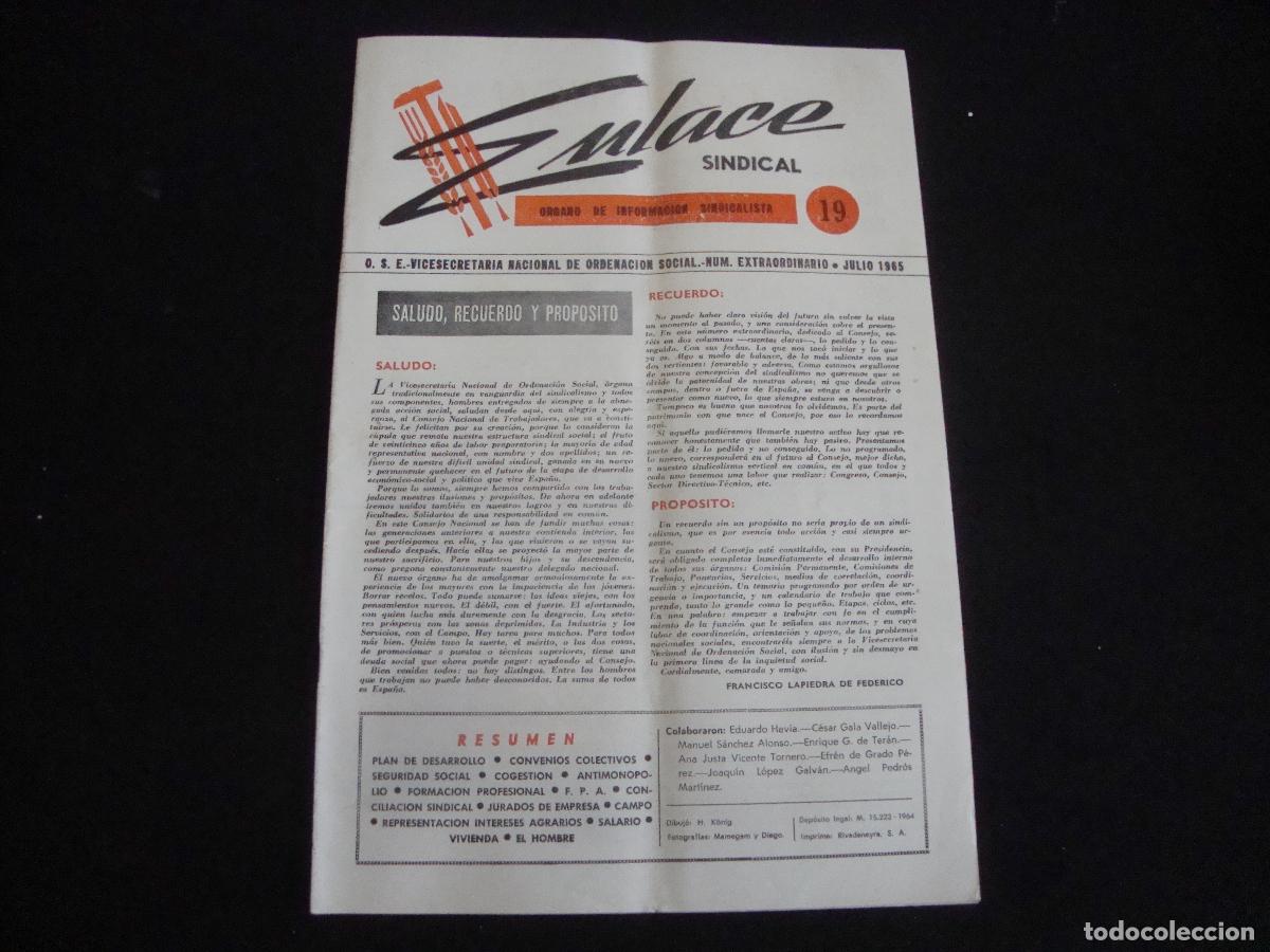Collection Magazines and Newspapers: REVISTA ENLACE SINDICAL N&ordm; EXTRAORDINARIO JULIO 1965