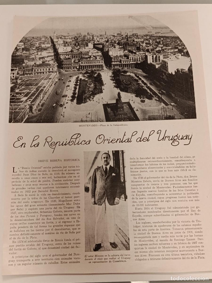 Coleccionismo de revistas y peri&oacute;dicos: Gran Reportaje &rdquo;En la Rep&uacute;blica Oriental del Uruguay&rdquo; - Revista Cosm&oacute;polis c. 1929. Montevideo. Foto