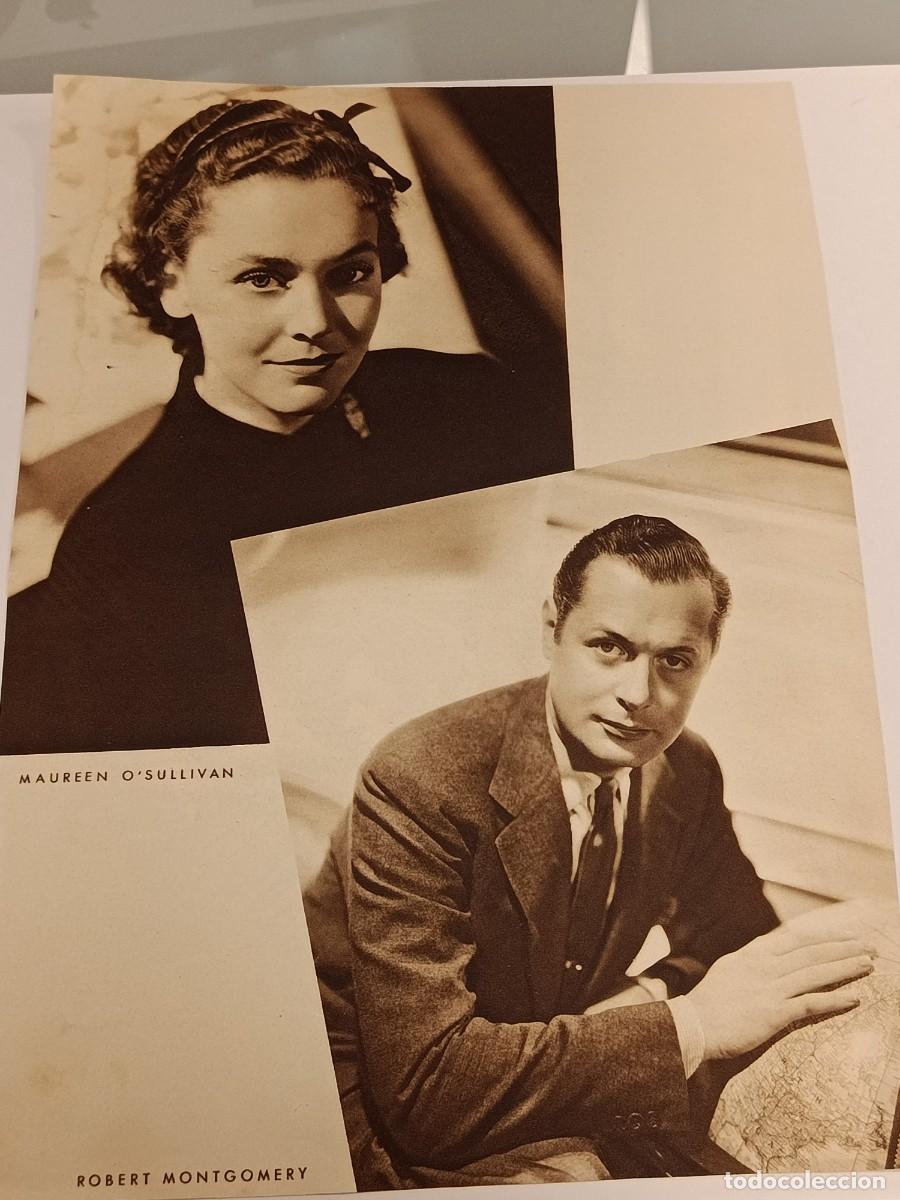 Coleccionismo de revistas y peri&oacute;dicos: L&aacute;mina Cine A&ntilde;os 30: Maureen O'Sullivan y Robert Montgomery. Retratos Originales. Hollywood.