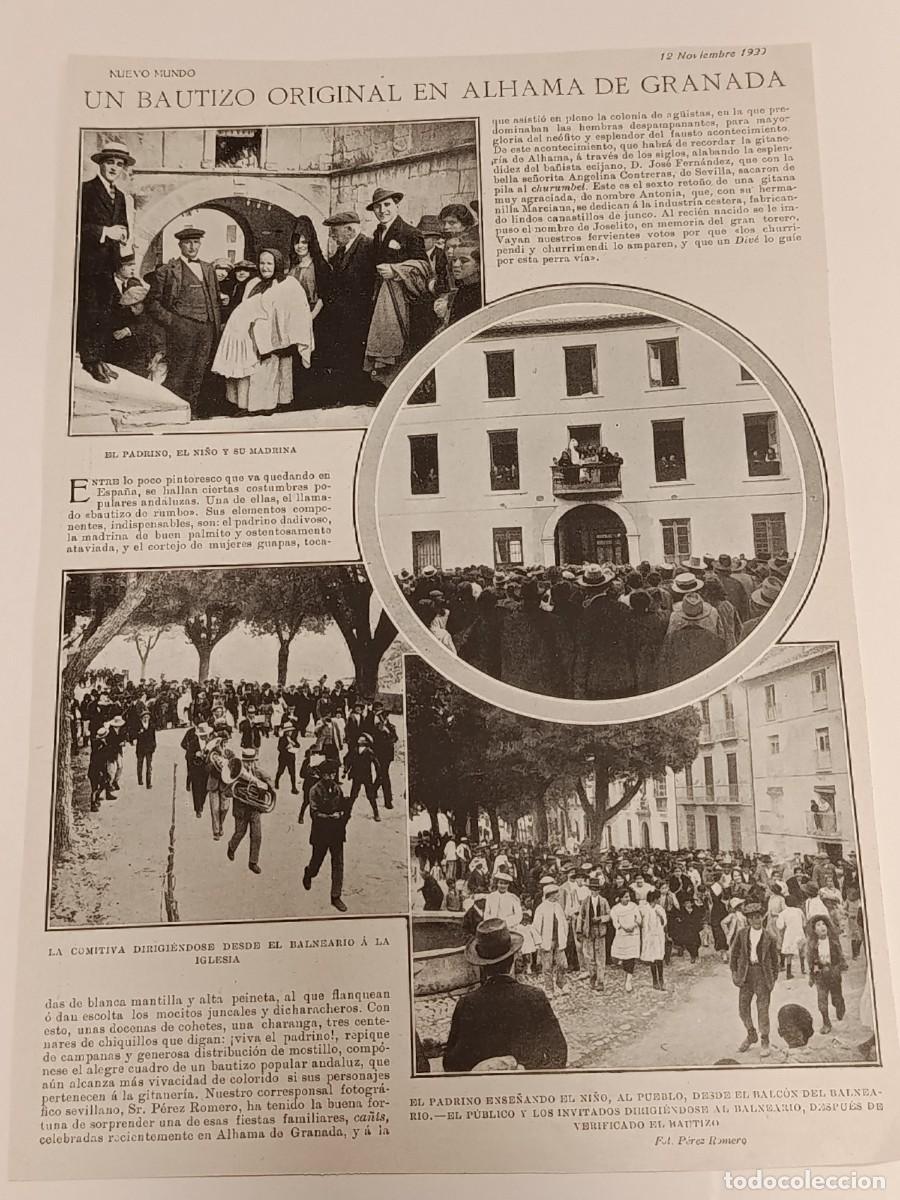 Coleccionismo de revistas y peri&oacute;dicos: Nuevo Mundo 1920. &rdquo;Un bautizo original en Alhama de Granada&rdquo; - Fotos Balneario. Gitaner&iacute;a.